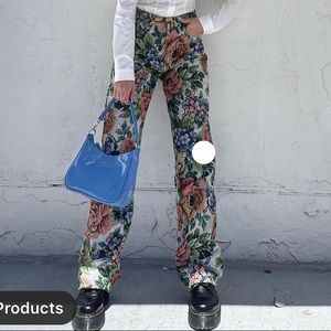 Floral boyfriend style denim